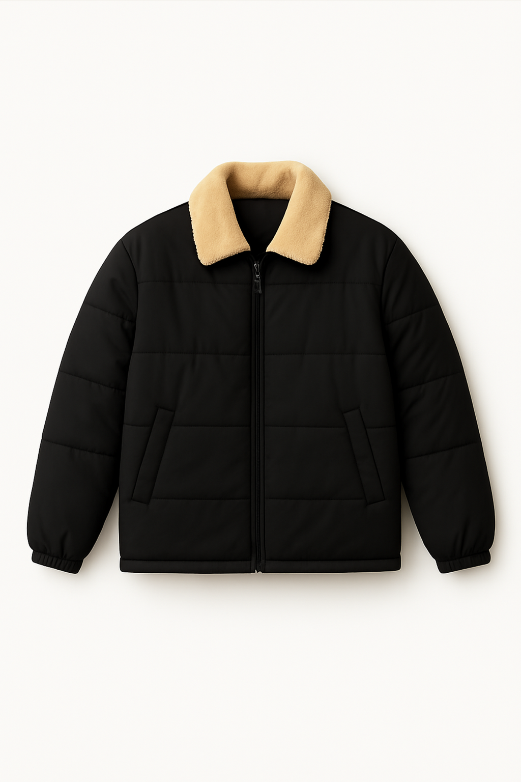 Sherpa Puffer Jacket - Midnight Black