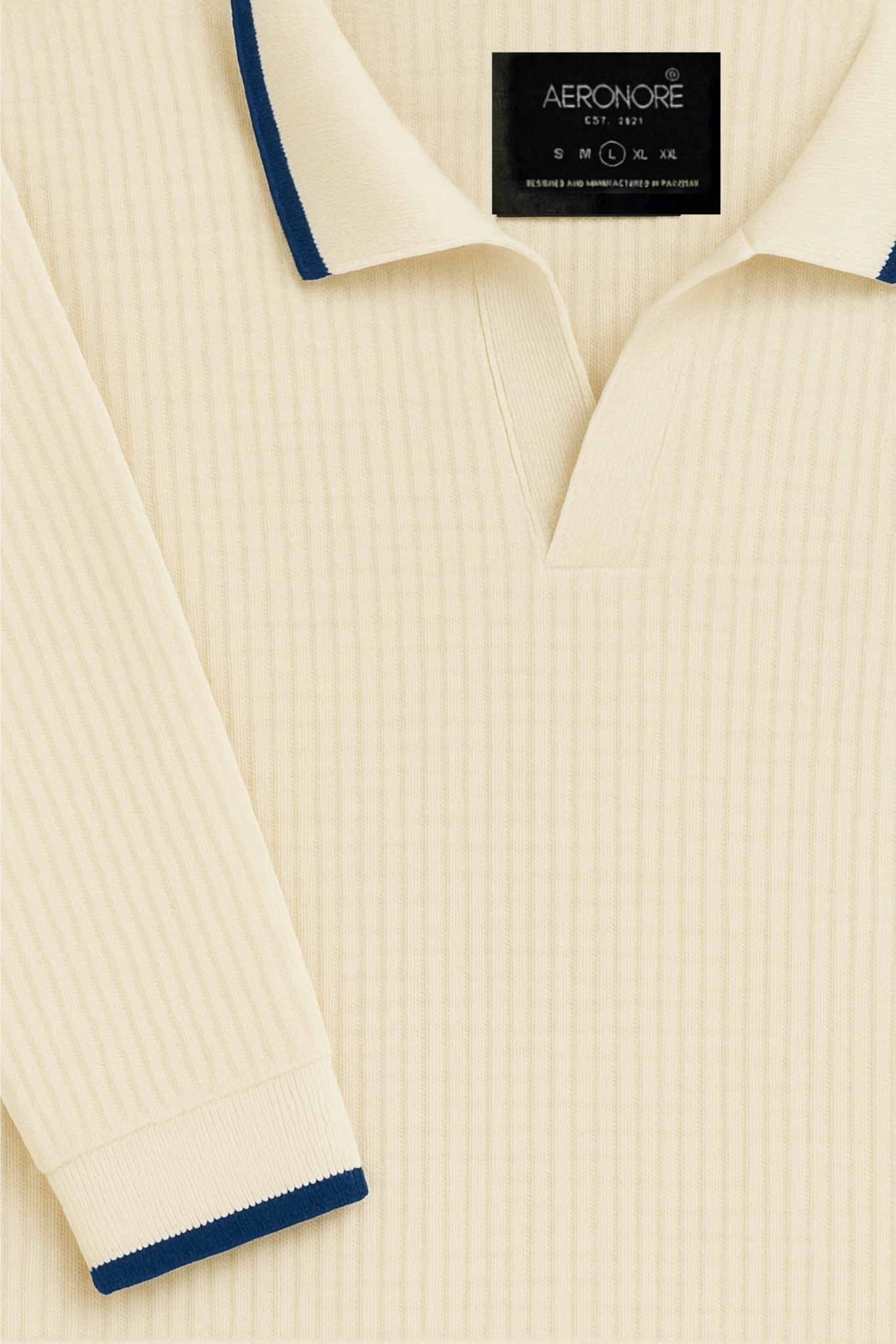 Cotton Waffle Knit Tipping Full Polo - Serenity