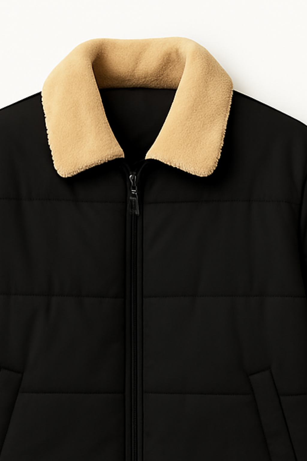 Sherpa Puffer Jacket - Midnight Black