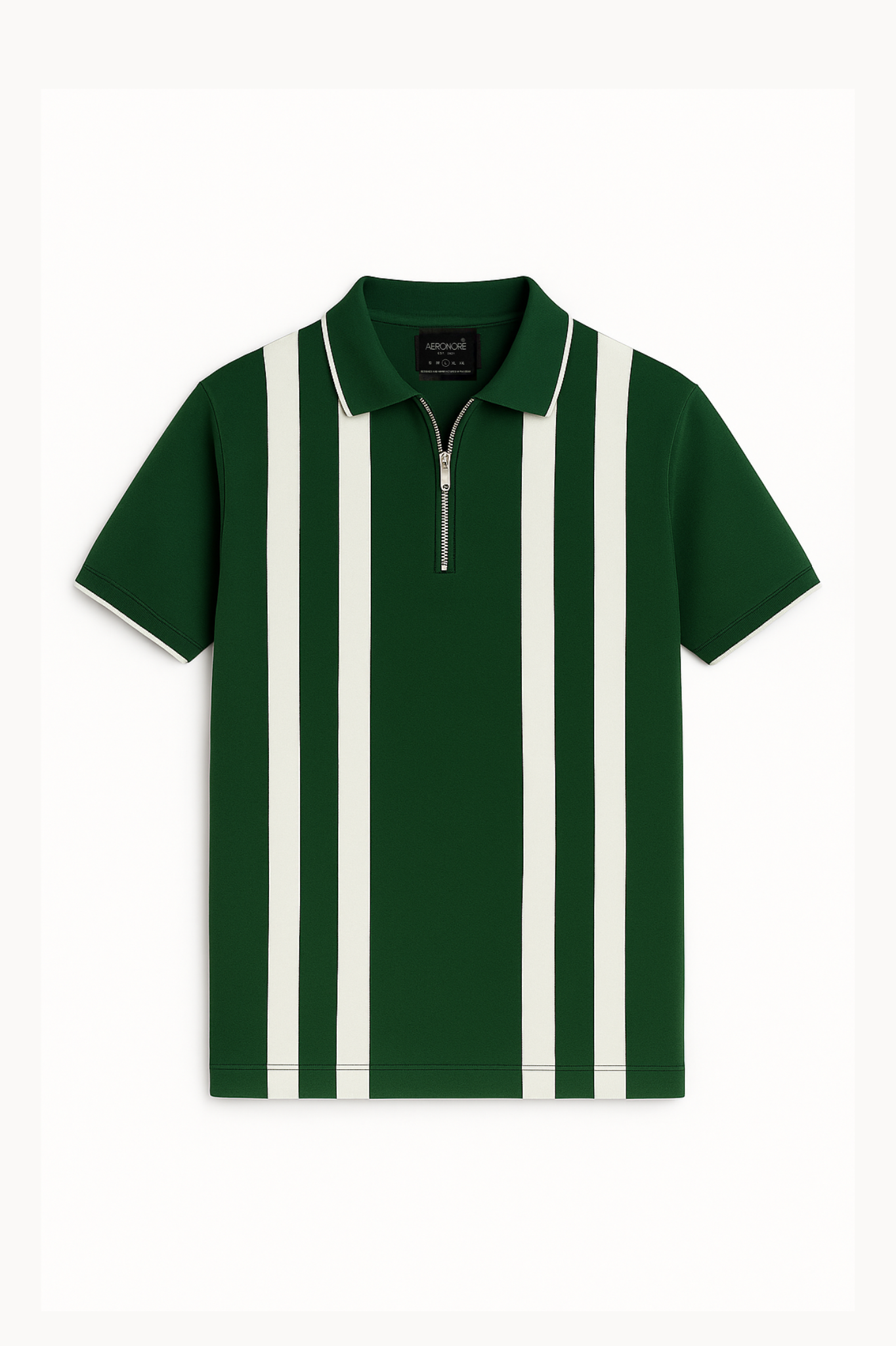 Cotton Striped Polo - Forest