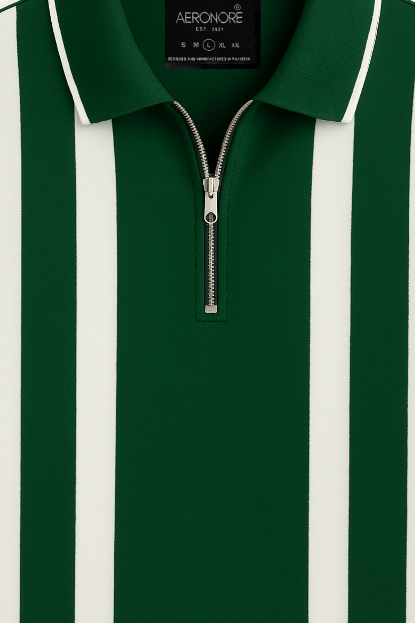 Cotton Striped Polo - Forest