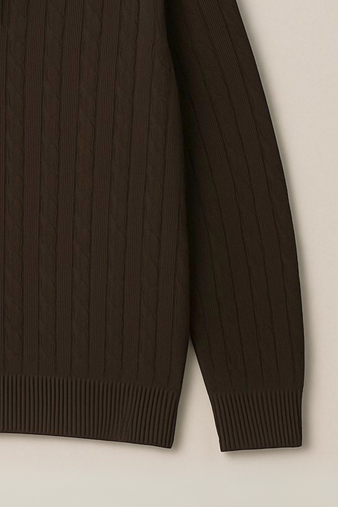 Cable Knit Full Polo - British Tan