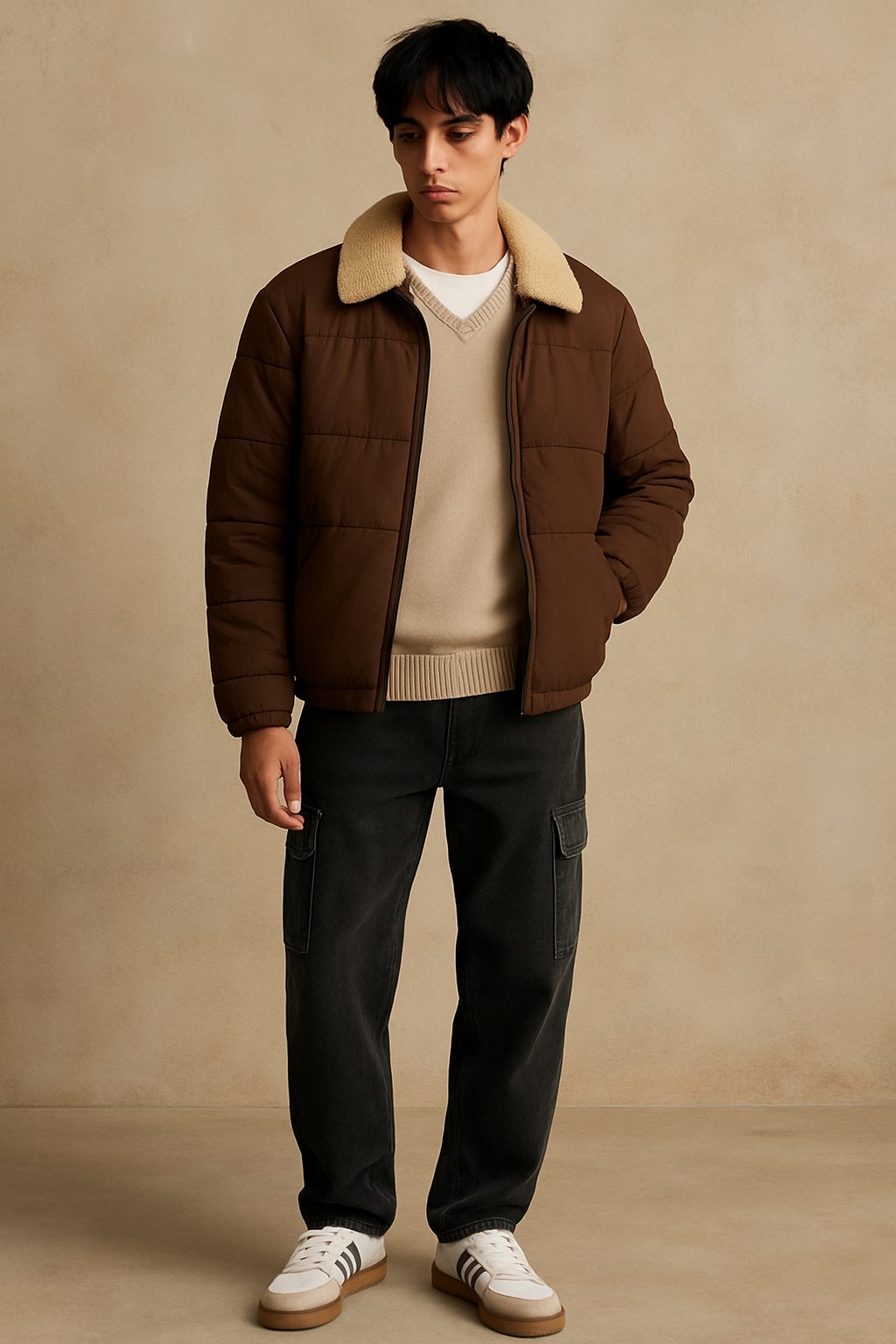 Sherpa Puffer Jacket - British Tan