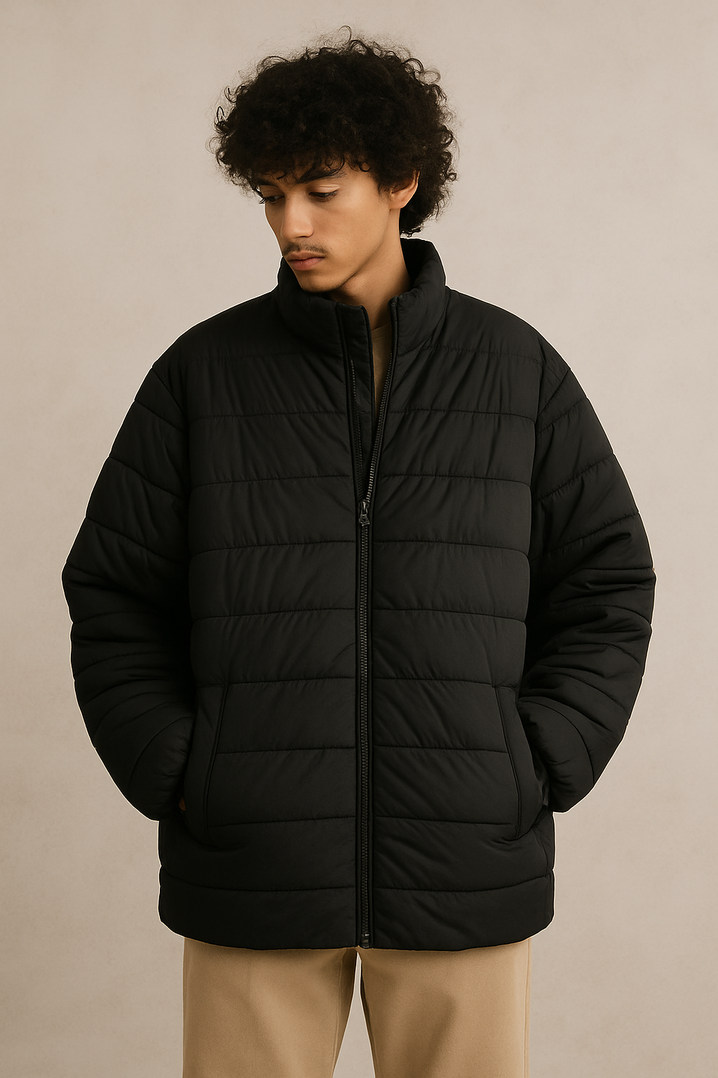 Light Weight Puffer Jacket - Midnight Black