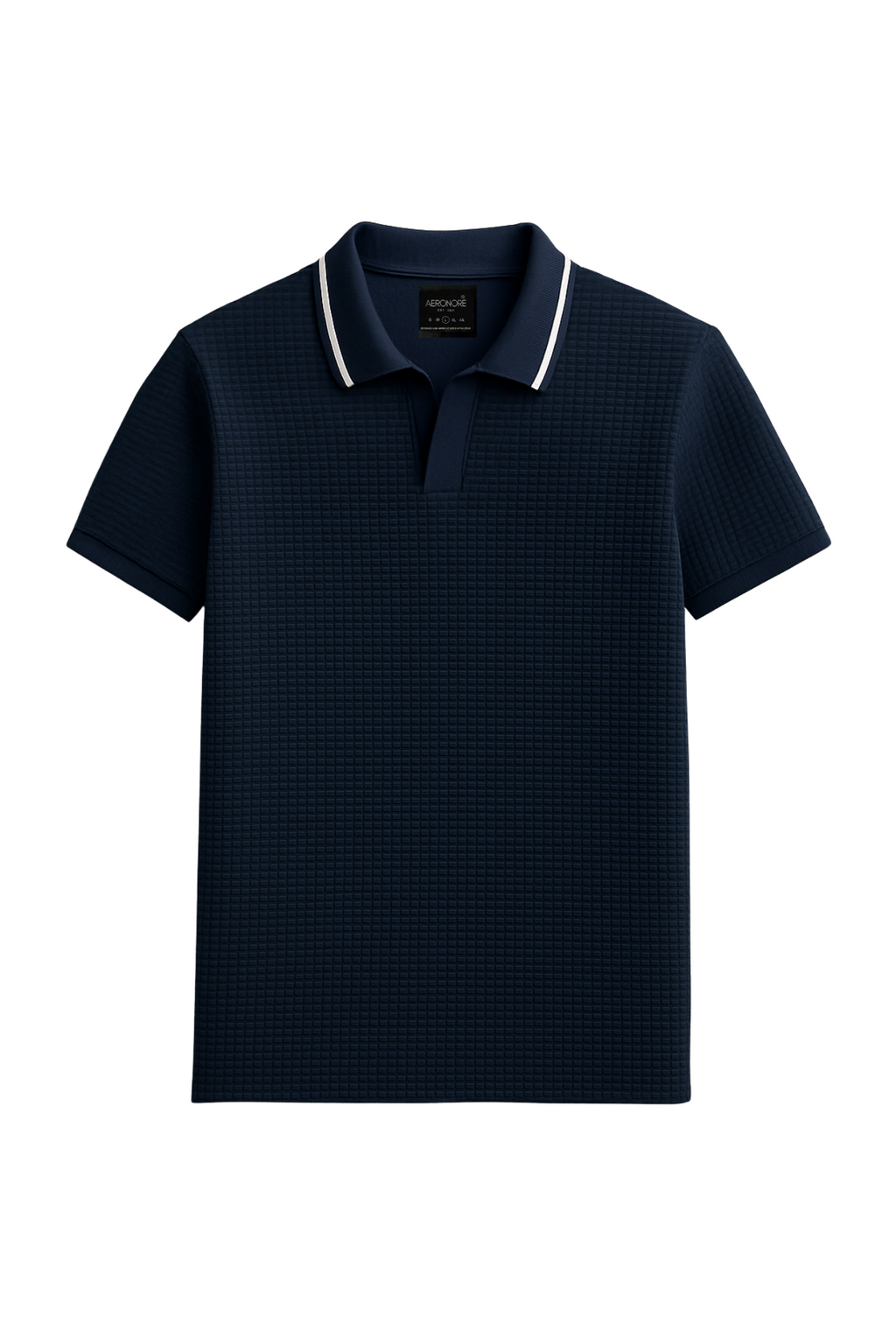 Cotton Waffle Knit Tipping Polo - Admiral