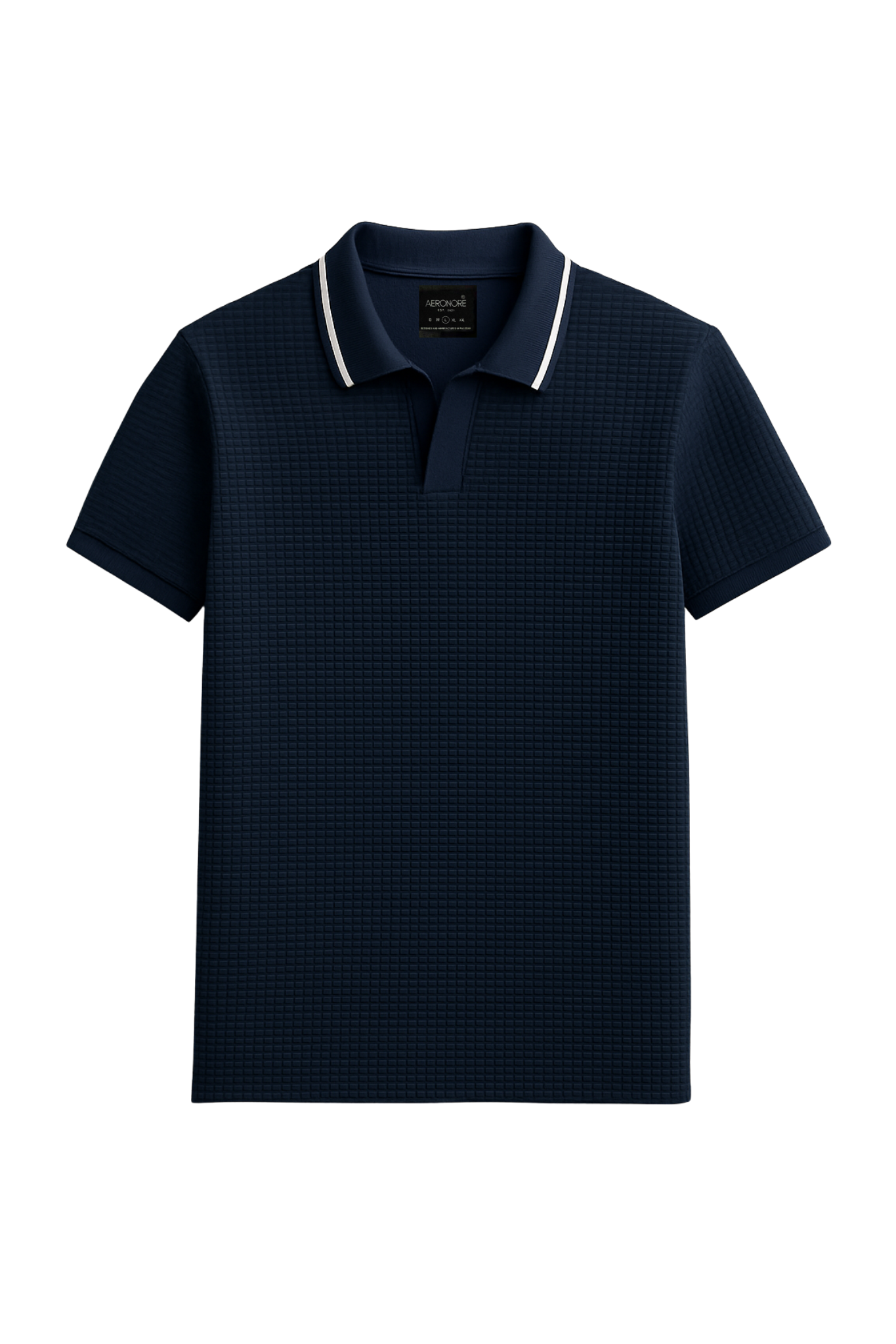 Cotton Waffle Knit Tipping Polo - Admiral
