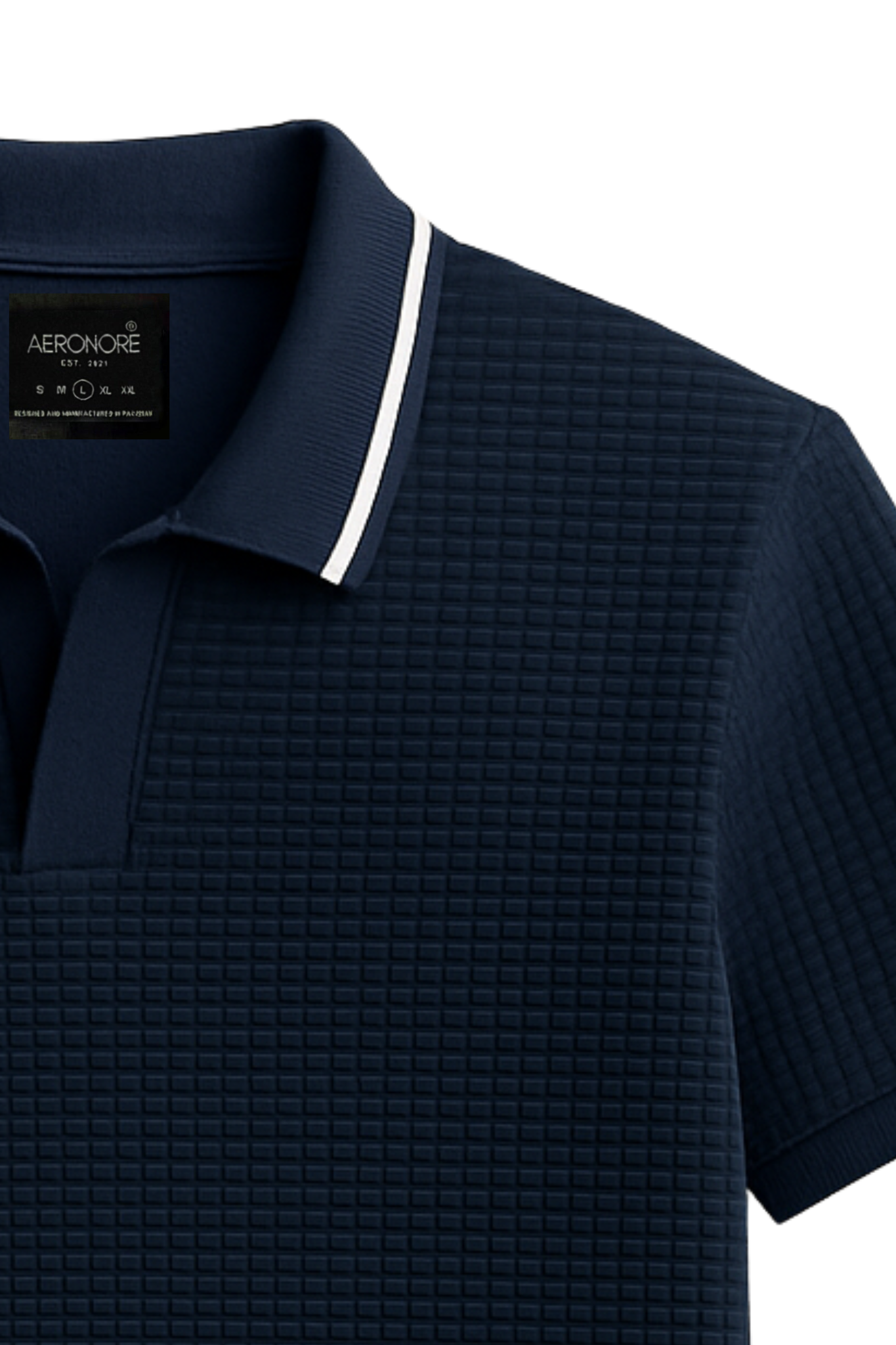 Cotton Waffle Knit Tipping Polo - Admiral