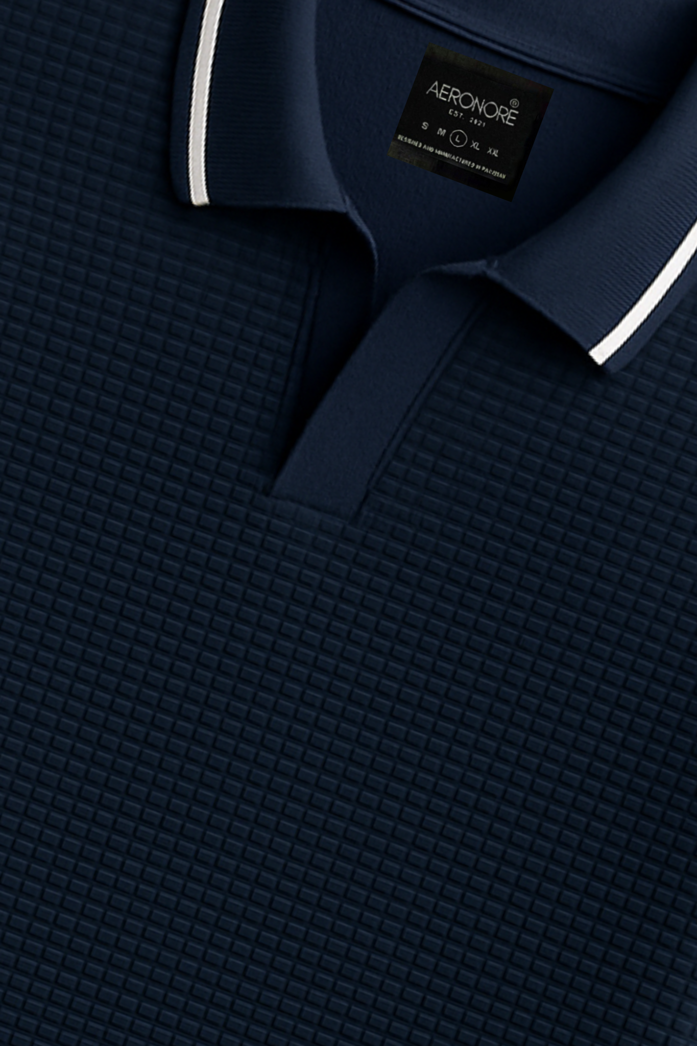 Cotton Waffle Knit Tipping Polo - Admiral