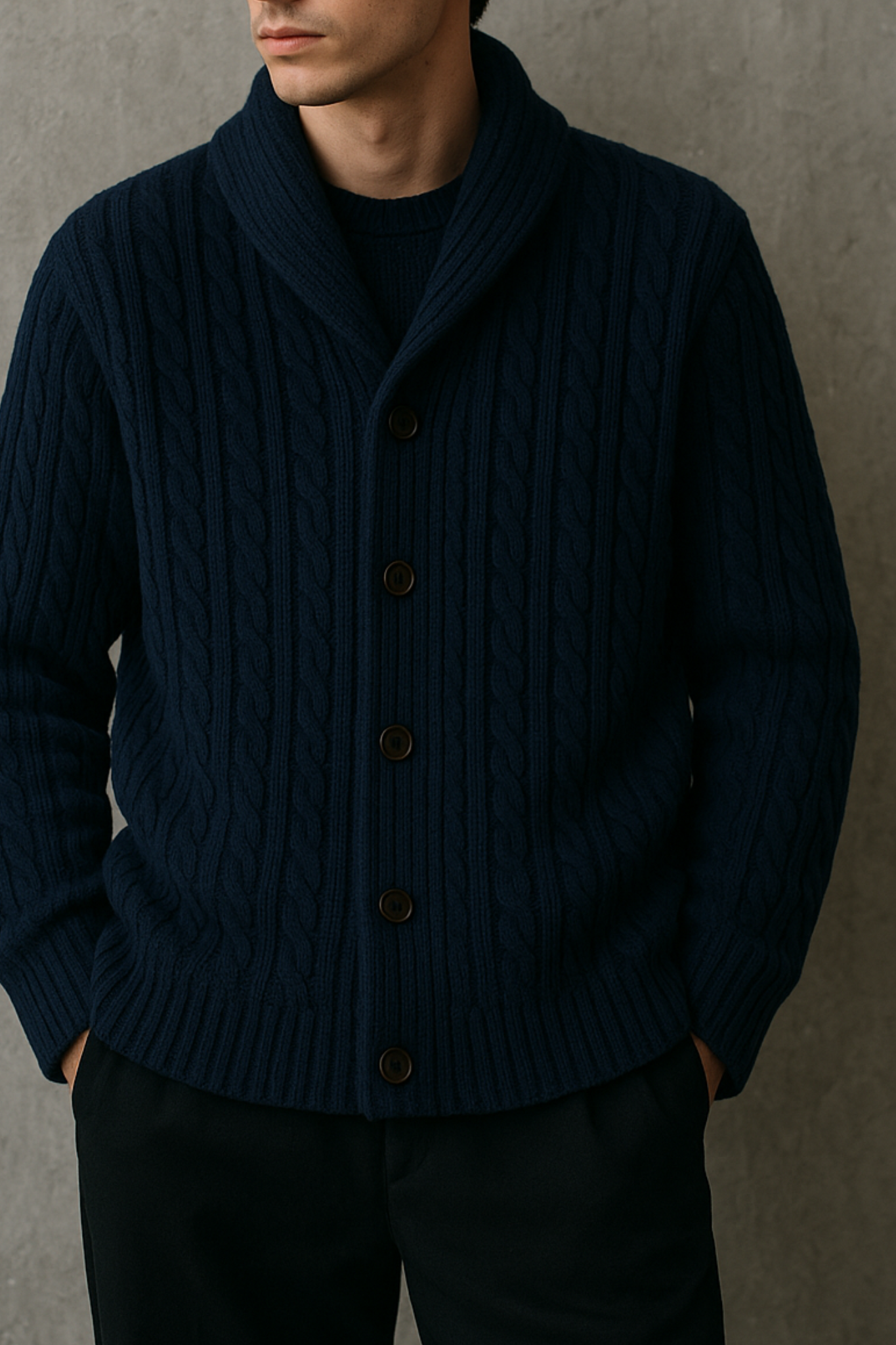 Heritage Cable-Knit Cardigan Sweater - Admiral